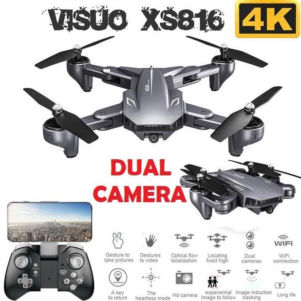 Drone Visuo XS816 Dual Camera 4K Drone Visuo Fly 20min Optical Flow