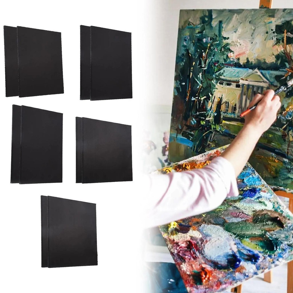 

2X Black Canvas Canvas Panels Art Boards Wooden Frame Black Stretched Canvas For Oil Painting Tempera Acrylic Pouring Crafts