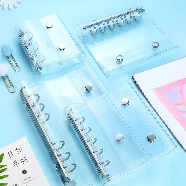 

A6 A7 M5 A8 Pvc Transparent Double Button Loose Leaf Binder Notebook Cover Note Book Journal Planner Office Stationery Supplies