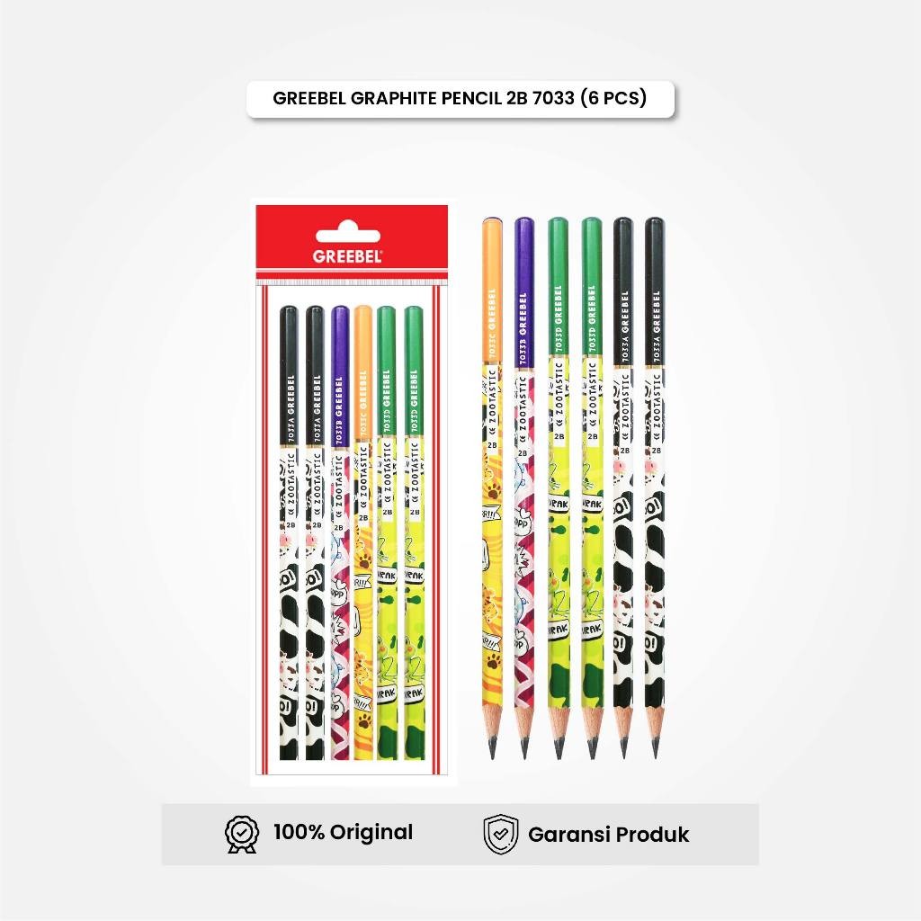 

Pensil Tulis 2B 7033 Zootastic (6PCS/SET) GREEBEL Pensil Tulis Karakter Graphite Ujian sekolah Pensil Gambar