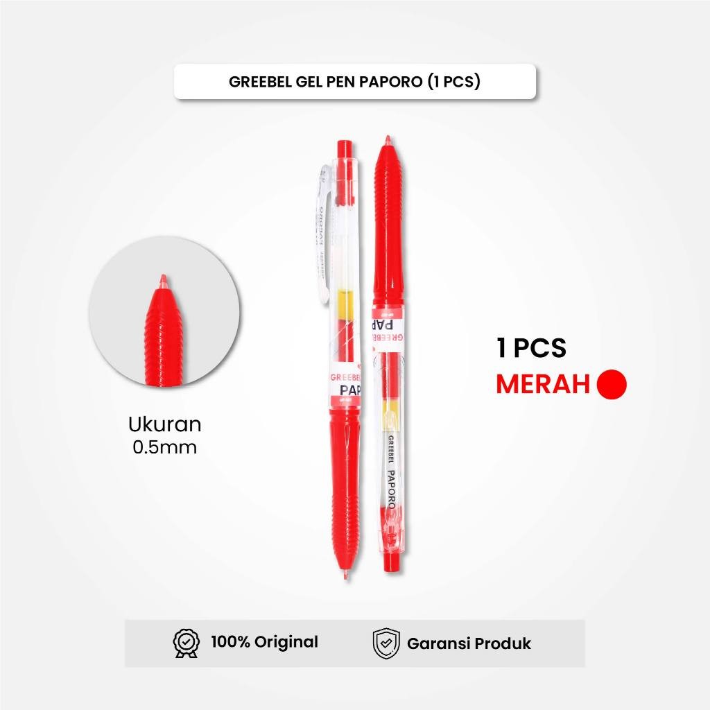 

GREEBEL Gel Pen Pulpen Pena GP-510 Primary Merah 0.5 (1PCS) / Pulpen Gel Murah Grosir