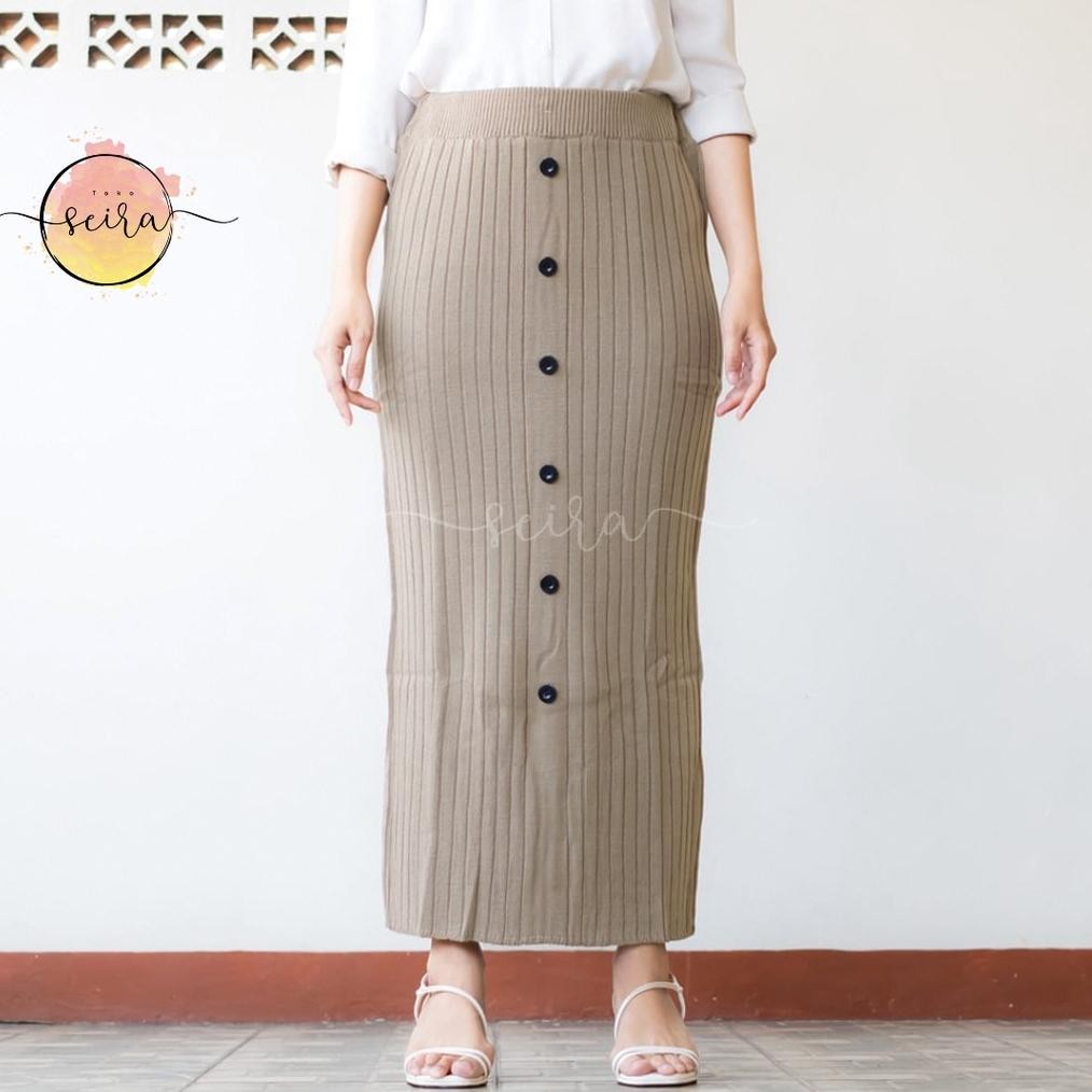 YZ [BISA COD] Rok Span Rajut Kancing / Rok Maxi Kancing Depan / Rok Panjang Wanita / Rok Span Kancin