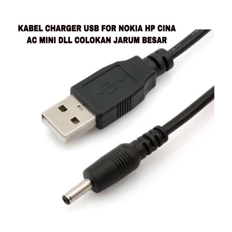 Kabel Charger Usb For Nokia Hp Cina Ac Mini Dll Colokan Jarum Besar