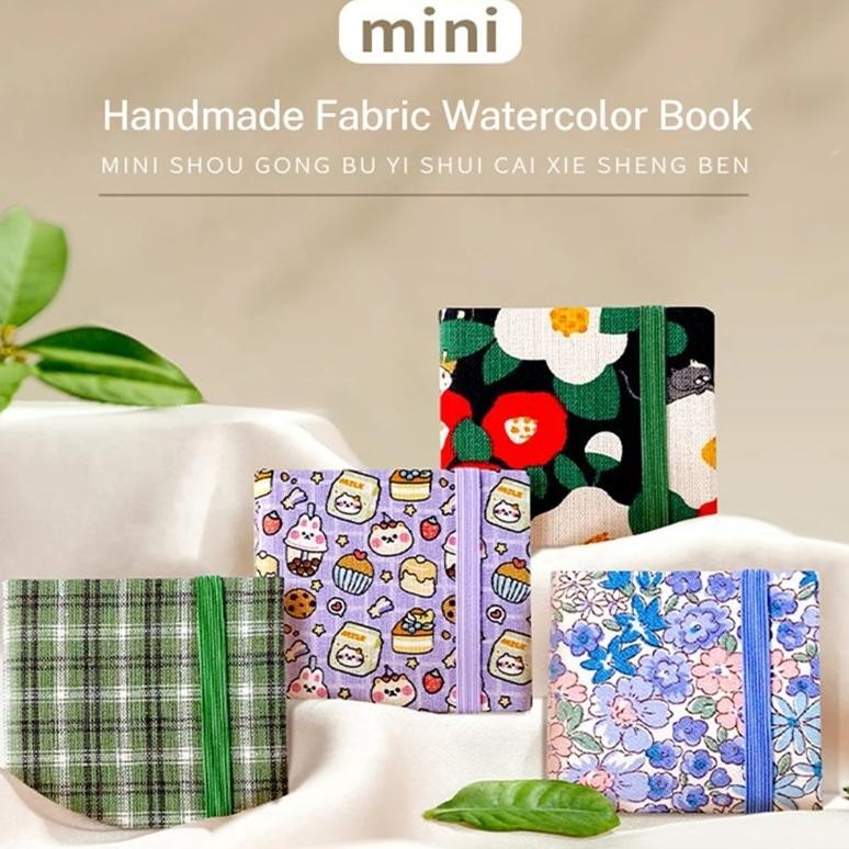 

Mini Square Watercolor Journal Drawing Notebook Sketch Mini Fabric Watercolor Book 300G Travel Sketchbook Art Students Painting
