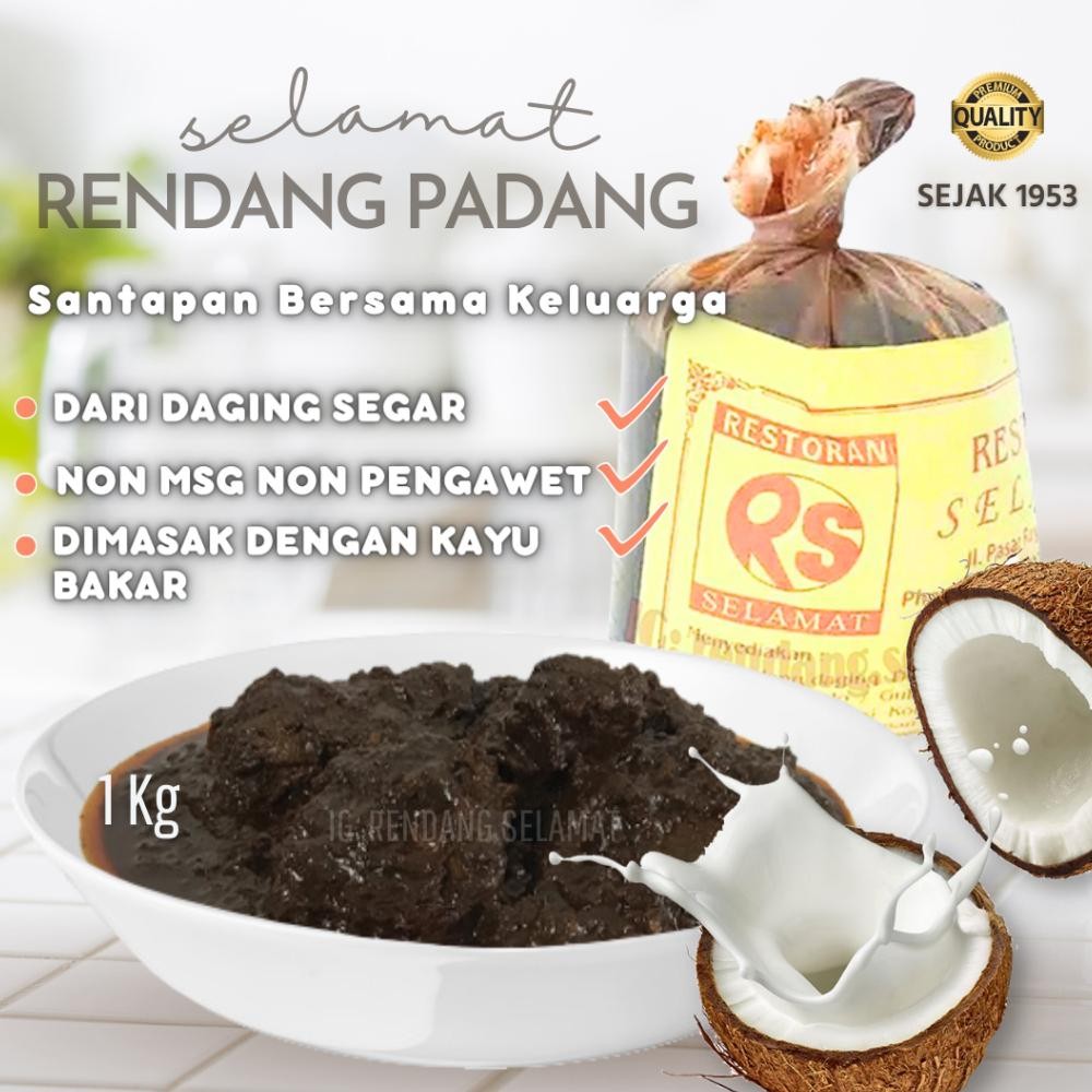 

Rendang Daging Sapi Selamat Padang 1Kg Makanan Instan Siap Saji