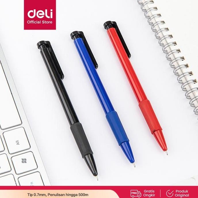 

Termurah Deli Ballpoint Retracable Pen / Pulpen Bolpoin Cetek 0.7mm 6546S
