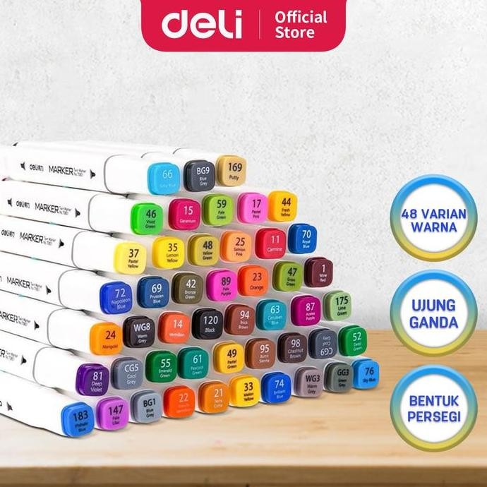 

Termurah Deli spidol 48warna dengan ujung Tip ganda Desain profesional 70801-48