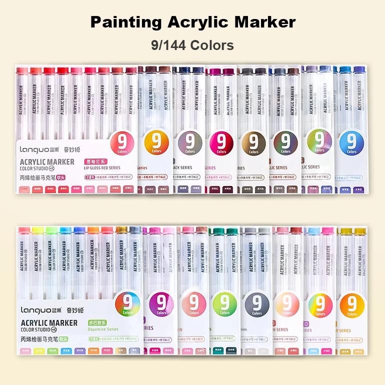 

Acrylic Paint Marker Set Languo 144 Colors Art Markers Painting Drawing Pen Graffiti For Stone Disc Card Shoe Glass Art Supplies
