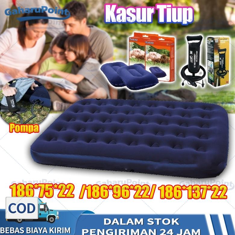 Kasur Angin Twin Biru/ Air Bed Twin / Kasur Tiup/Kasur Angin tempat tidur camping kasur yang menggem