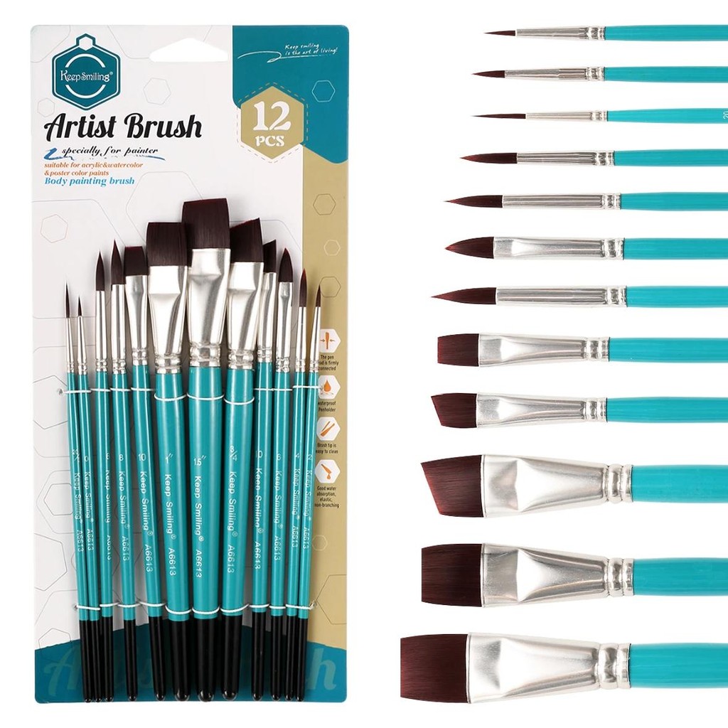 

12 Pieces Face Paint Brush Set Professional Quality Brush For Face Painting Watercolor Acrylic Oil Painting Nail Art