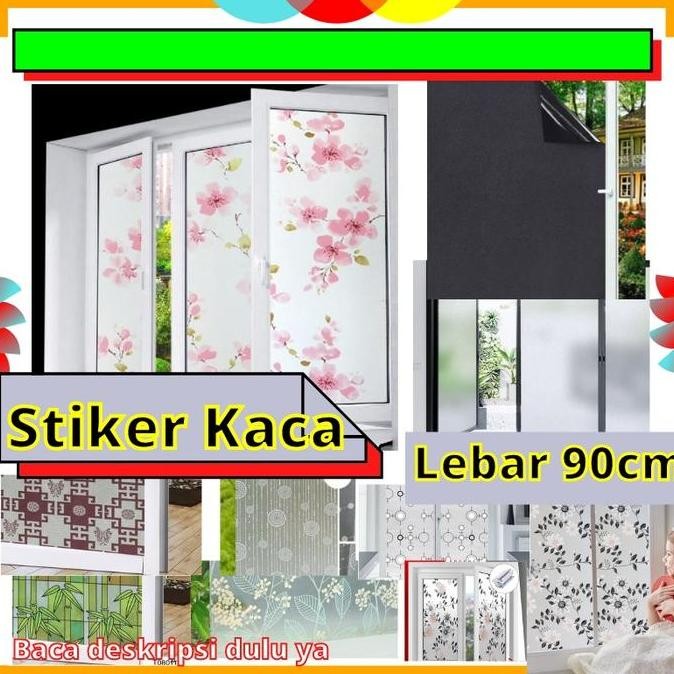 STIKER STICKER KACA LEBAR 90CM SUNBLAST PUTIH TULANG POLOS KOTAK SALJU STICKER JENDELA PINTU HITAM L