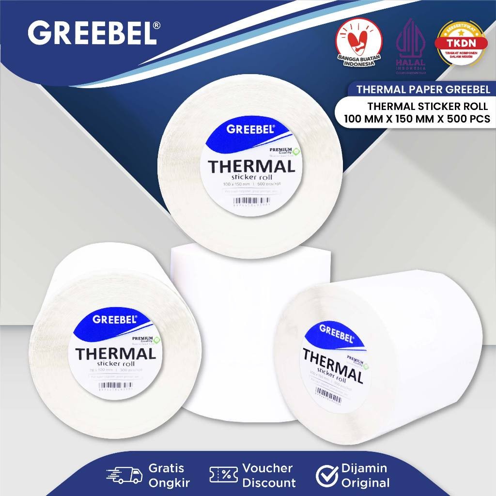 

GREEBEL Kertas Resi Paket / Thermal Roll Isi 500PCS 100x150mm Waterproof /Kertas Thermal Roll