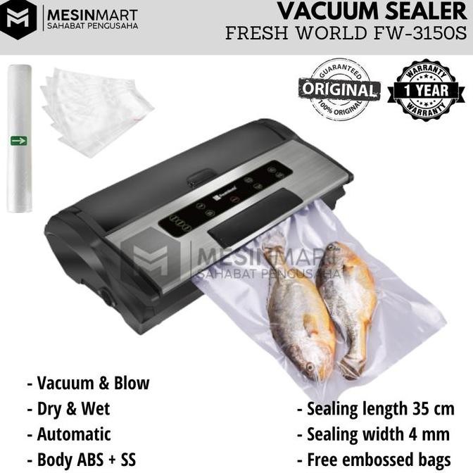 Vacuum Sealer/ Pengemas Vakum FRESH WORLD FW-3150S (Bisa Basah & Tiup)