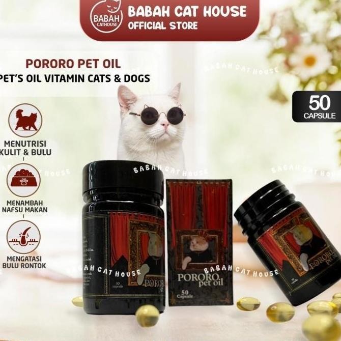 Terlaris Termurah  Pororo Pet Oil 50 Capsule Vitamin Kucing Cat Anjing Dog Minyak Ikan Fish Suplemen