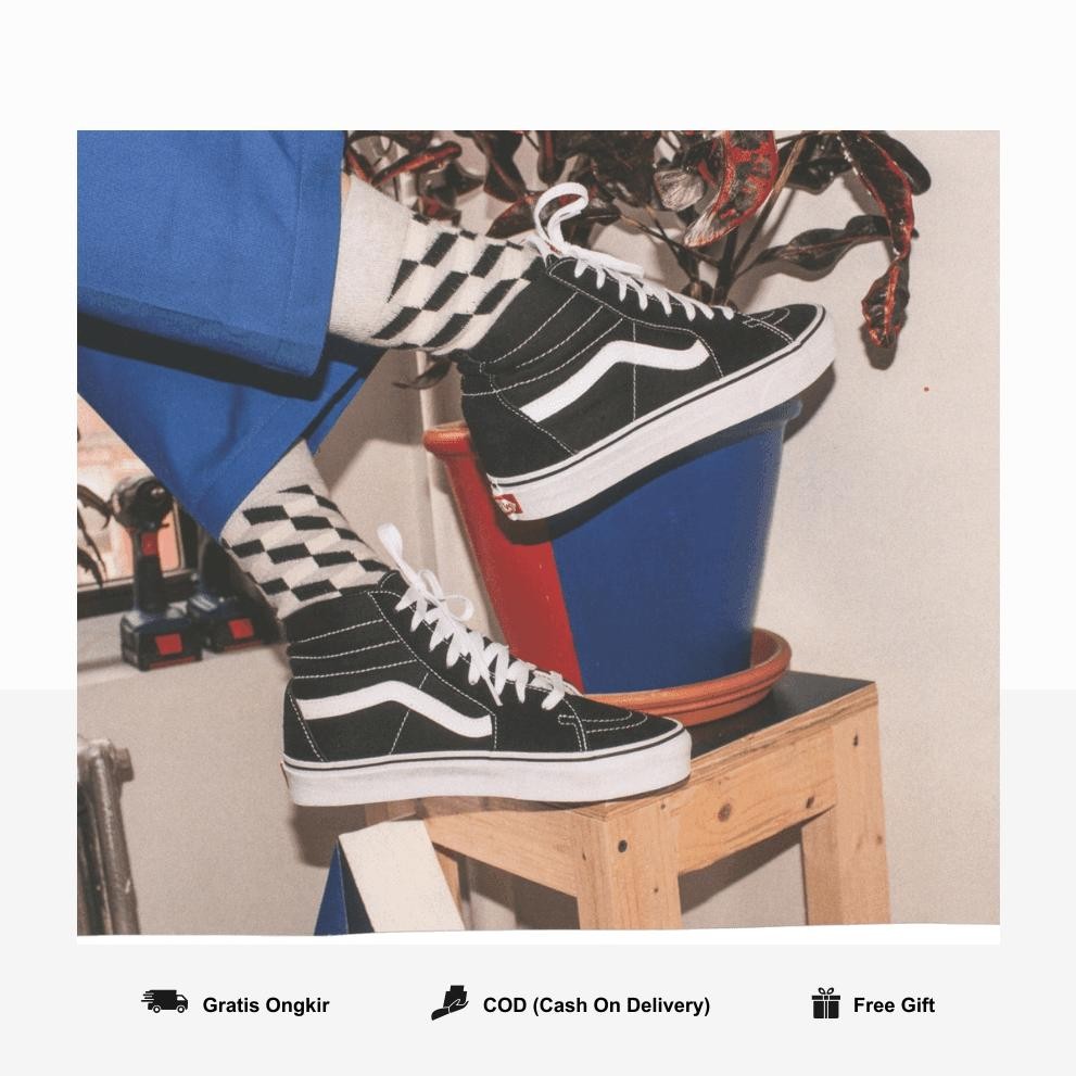 Ready Vans Sk8 High Classic Navy White Pria Wanita Original 100% Bnibwt Global Market Vanss Sk 8 Hi 