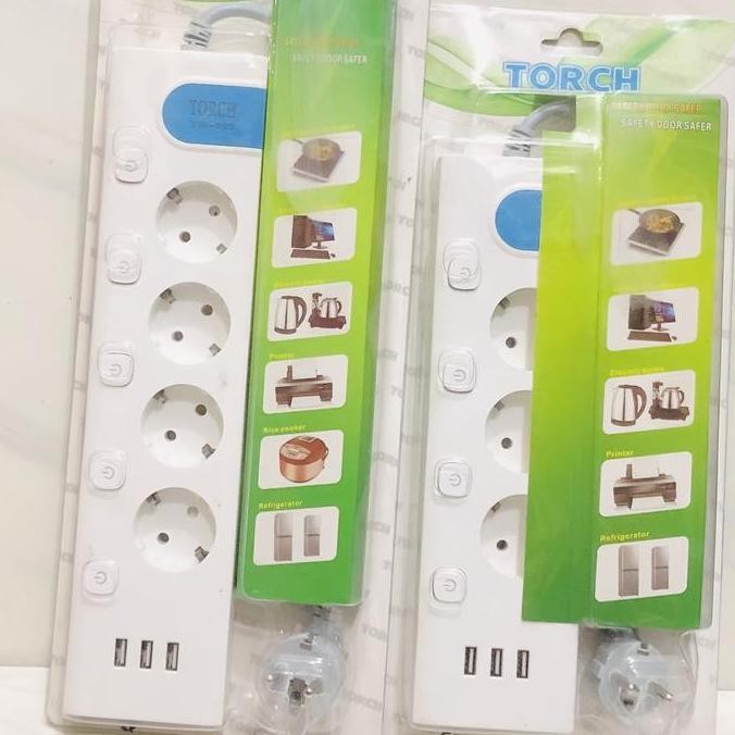 Cok Sambung Torch tembaga murni  USB + Switch 3 - 4 Lubang 3 Meter