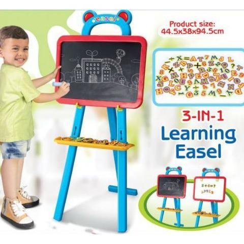 

READY LEARNING EASEL / DRAWING BOARD / PAPAN TULIS / PAPAN EDUKASI ANAK 3 IN 1