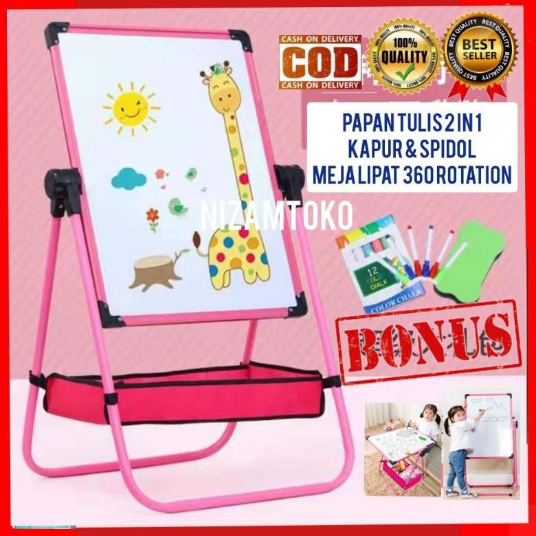 

READY PAPAN TULIS 2 IN 1 PREUM - 2 SISI MAGNEKTIK - PU 360 DERAJAT WHITEBOARD