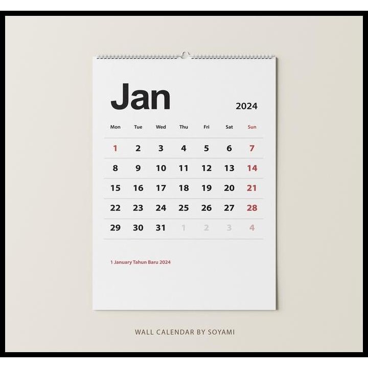 

Kalender Dinding A3 Simple White Aesthetic Premium Quality Spiral Termurah