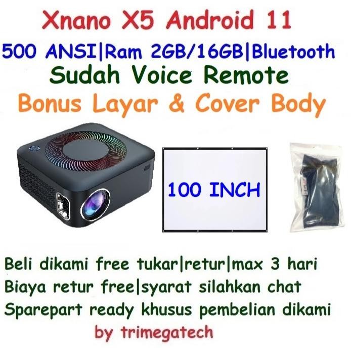 [ Hadiah Layar 100 INCH ] Proyektor XNano X5 Android 11 RAM 2GB / 16GB Smart | Voice Remote | 500 AN