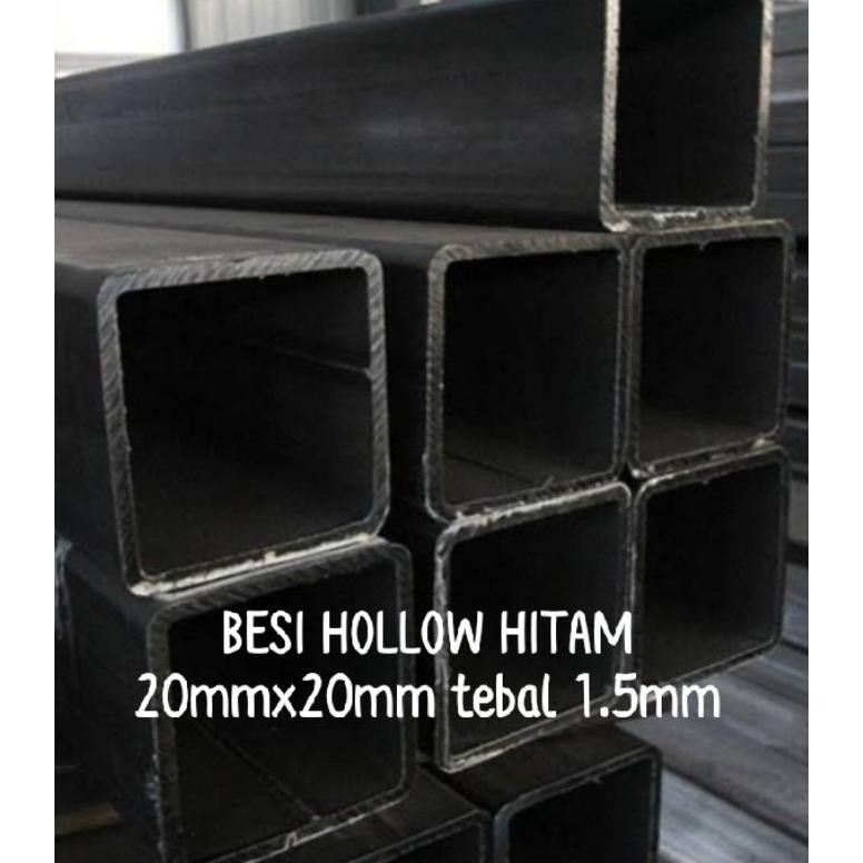 NEW BESI HOLLOW HITAM dan galvanis 20mmX20mm tebala 1.2mm dan 0.8mm panjang 50cm s.d 6meter