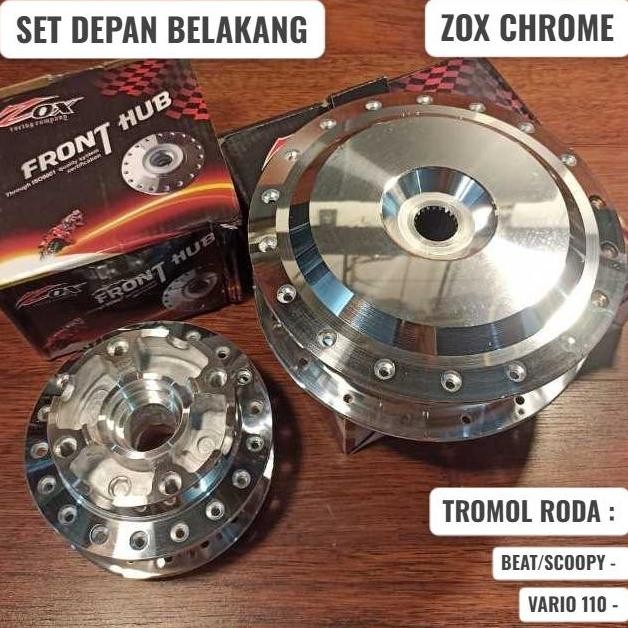 TROMOL CHROME SET DEPAN DAN BELAKANG BEAT FI/BEAT KARBU/SCOOPY FI/BEAT STREET/VARIO 110 - ZOX