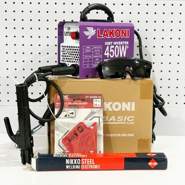 LAKONI Mesin Las Listrik 450 Watt Trafo Las Inverter Lakoni Basic 124IXR 450 Watt Full Set Dan Juga 