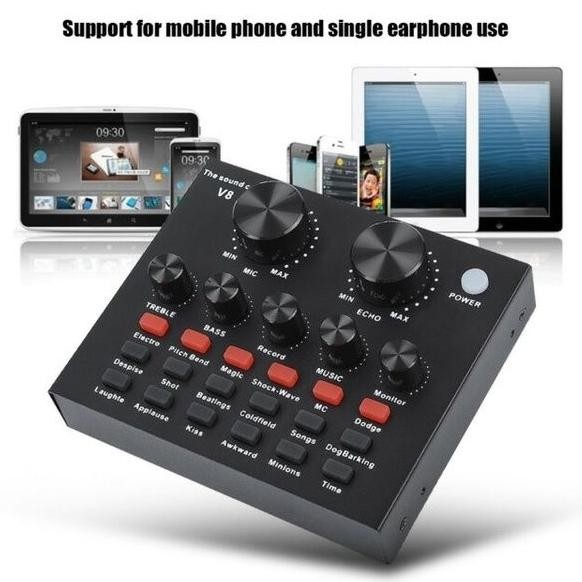 Kuke Sound Card V8 Live Broadcast Mixer Bluetooth Audio Usb External / Soundcard Mixer Audio Karaoke