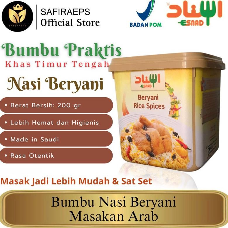 

Bumbu Esnad Nasi Beryani Nasi Biryani Asli Saudi Sudah BPOM Halal 200 gr - Esnad Beryani Rice Spices nUg