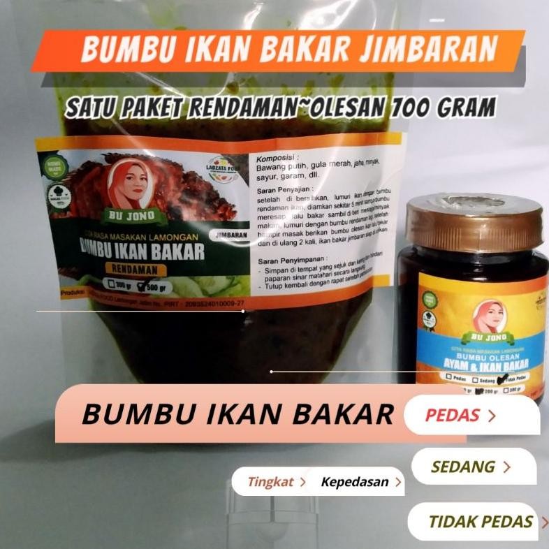 

Bumbu Ikan Bakar Jimbaran 700g Bu Jono Bumbu Racik Lamongan Ladzata Food (Halal) 1 Paket Rendaman & Olesan Lezat dan Praktis nUg