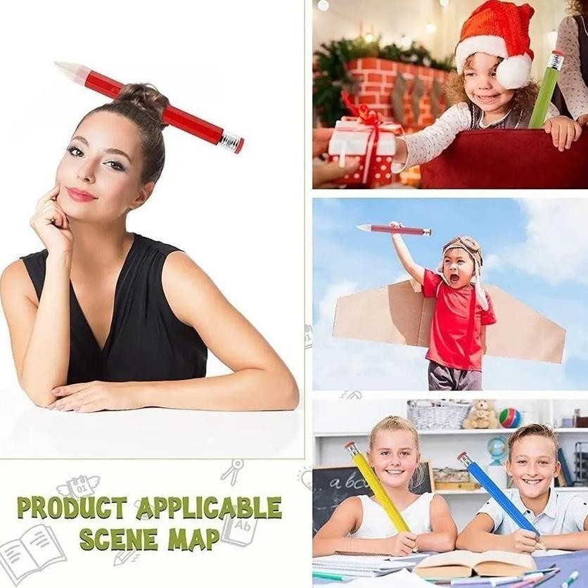 

RB WORMY Pensil Kayu Raksasa dengan Penghapus Perlengkapan Alat Tulis Kreatif untuk Pelajar Artis Pelukis Hadiah Menyenangkan Alat Peraga Pertunjukan 33CM