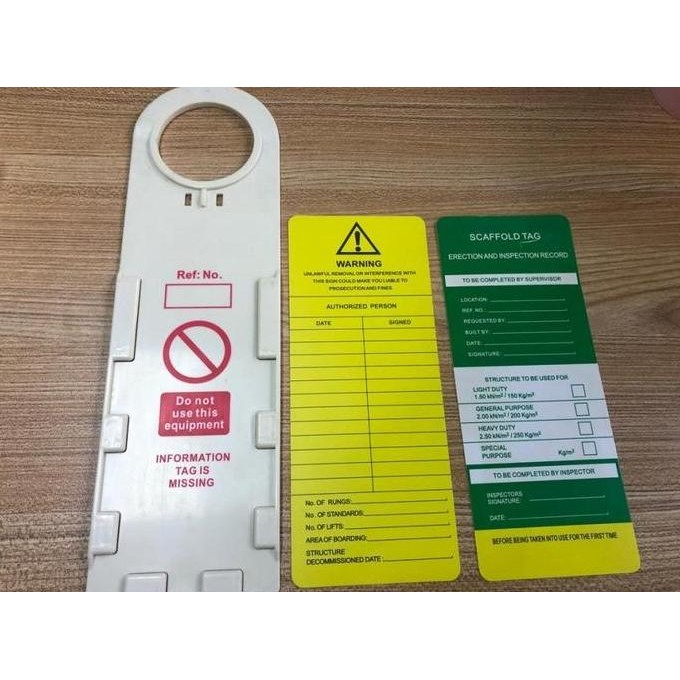 

@#@#@#] Scaffolding SAFETY Tagout Logout Inspection Tag 2 Tag 1 Holder