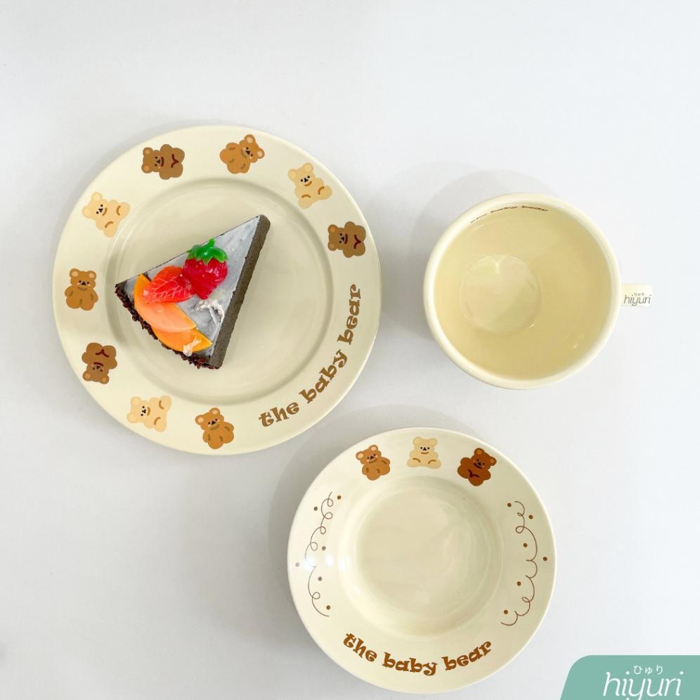 RADEN HIYURI Piring Makan Set Motif Beruang/piring makan keramik/piring makan motif/piring makan aes