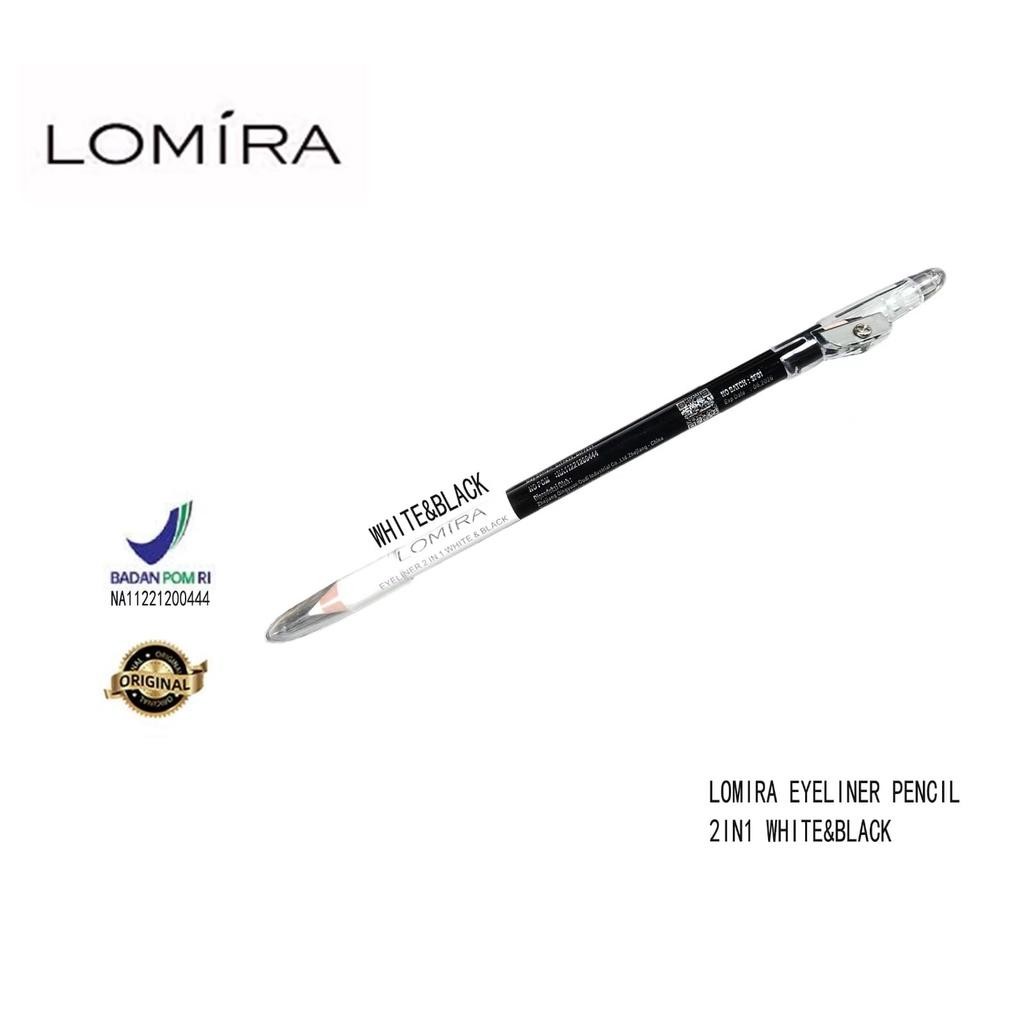 Lomira 2In1 Eyeliner Pensil Alis Mata Warna Hitam Putih