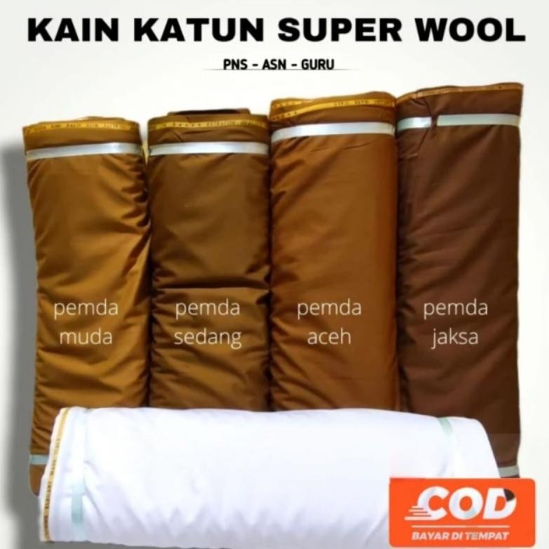 SY Kain pdh khaki pns bahan seragam pemda semiwool adem