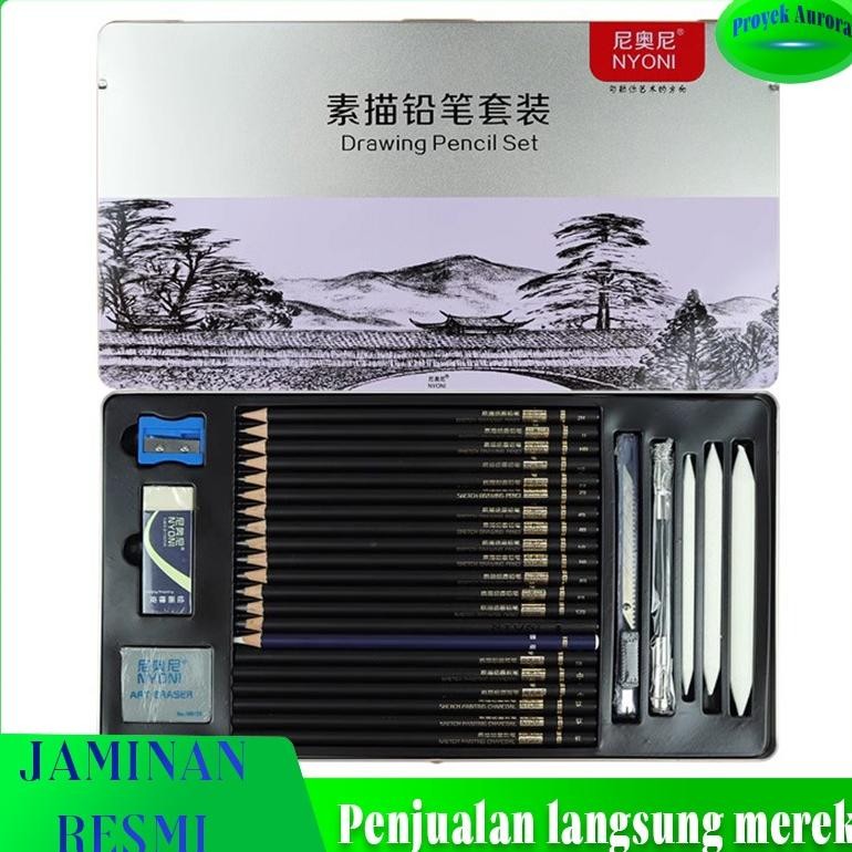 

RB Flash Sale!!!Set Pensil Sketsa Nyoni Baru Kotak Besi Tirai Pena Pemula Set Lengkap Alat Lukis Tangan Pena Arang Lembut Profesional/Sketch Drawing Pencil Set 29 / Pensil Lukis Sketsa Set Lengkap