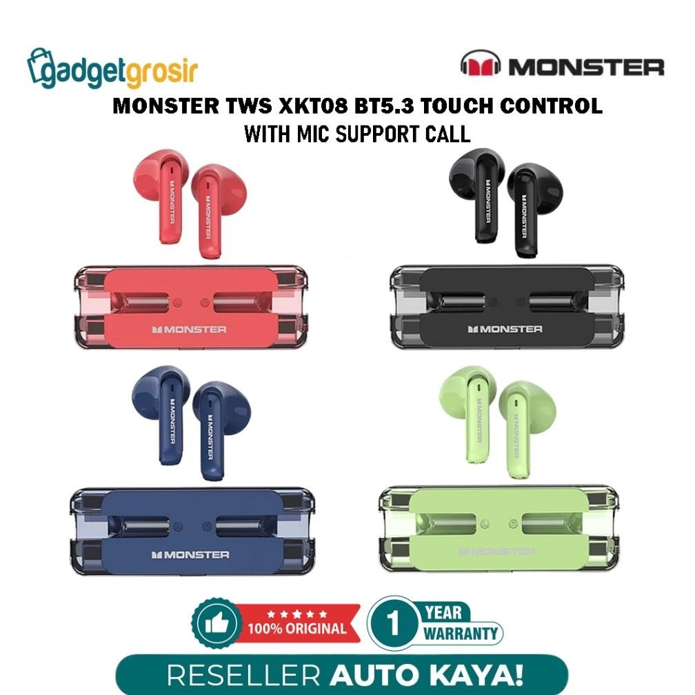 Terlaris Tws Monster Xkt08 Wireless Bluetooth Earphone Headset Headphone Earbuds Gaming  Original Wi