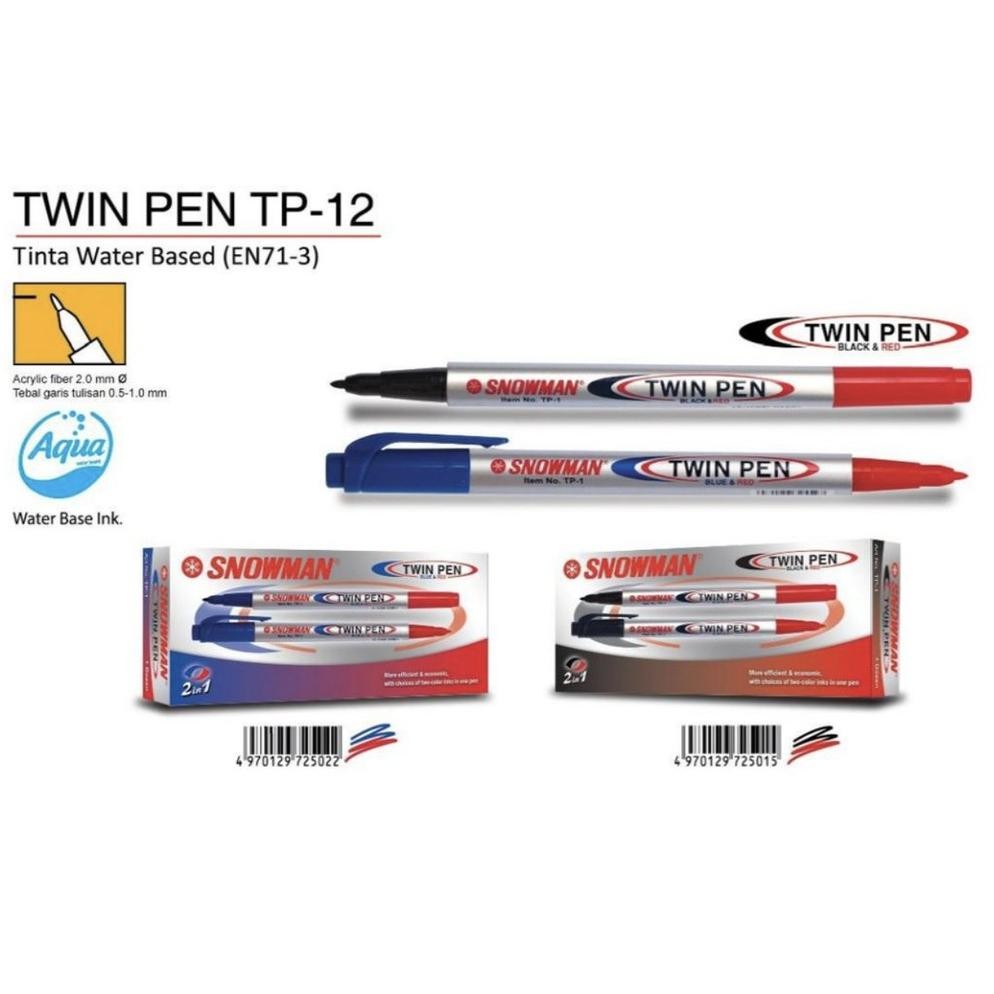 

RB Spidol TwinPen Snowman 2 Warna / Pen 2 Sisi [LUSIN - 12 pcs]