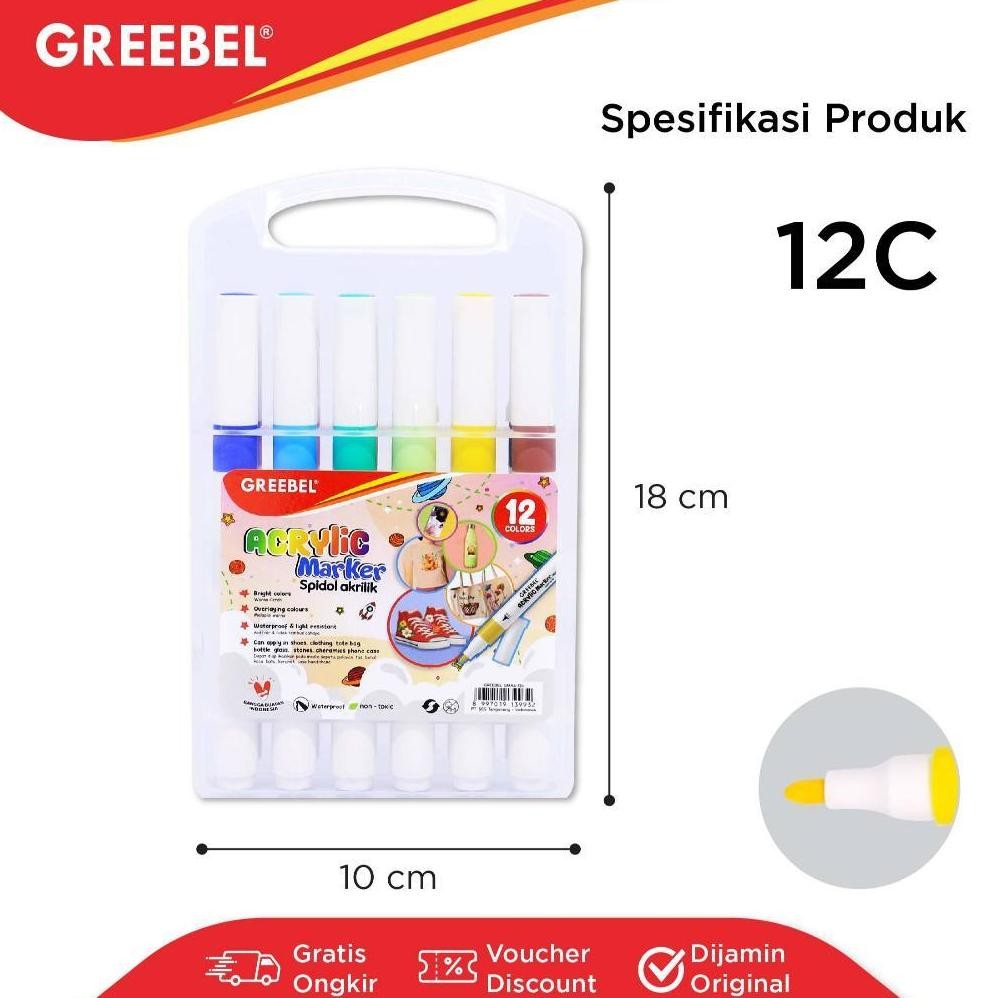 

RB GREEBEL Acrylic Marker Single Head /Spidol Sketsa/Sketsa Marker 12 Sampai 36 Warna