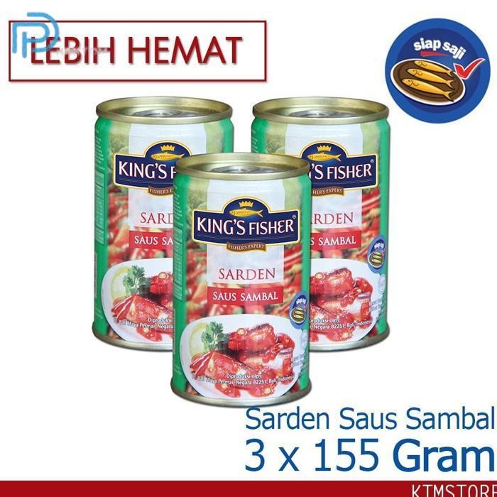 

BARU KTMSTORE PAKET 3 PCS KING'S FISHER SARDEN MINI SAUS SAMBAL MAKANAN KALENG 155G KINGS FISHER