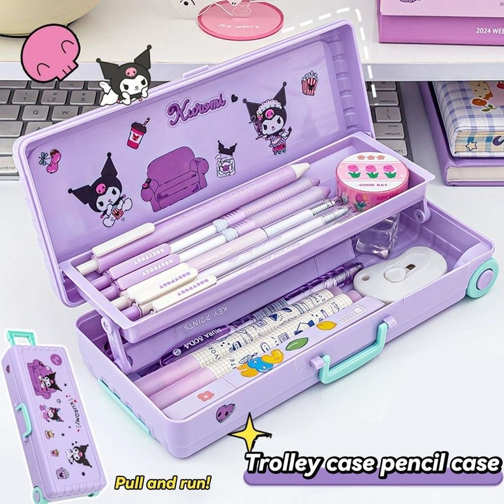

We-12 [Dotding] Kotak Pensil Kawaii Baru Kotak Troli Kuromi Tas Alat Tulis Multifungsi Tas Pensil Anak Laki-Laki Dan Perempuan H519