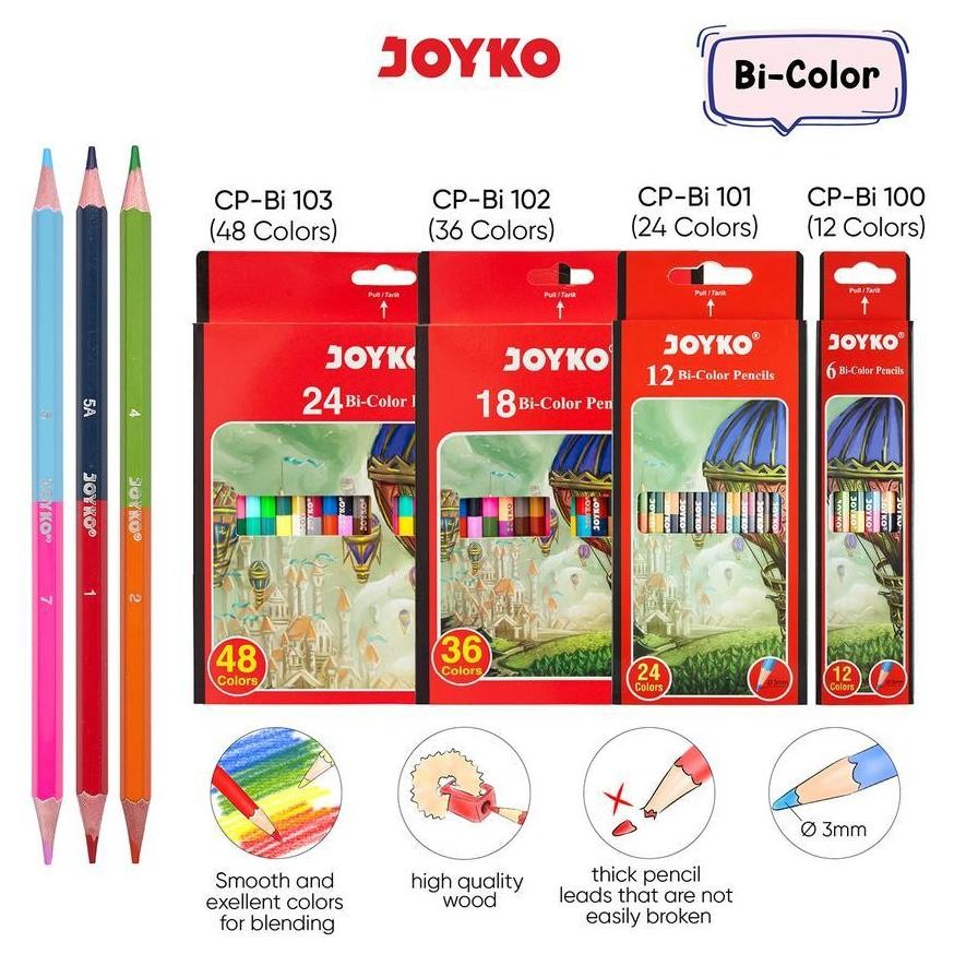 

''Terlaris" Joyko Bi-Color/ Pencils Duo Color 2 Warna Per Pensil/Pensil Warna Murah