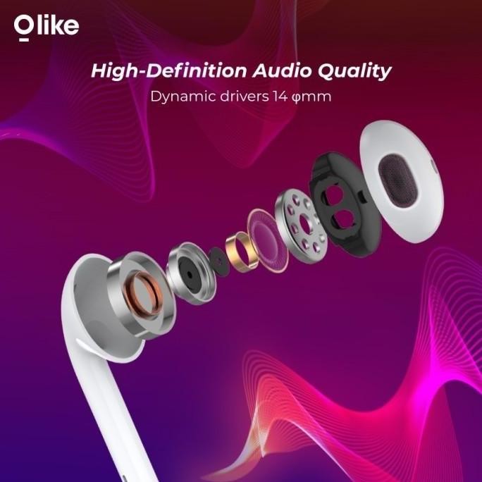 Olike E12 Kabel Earphone Iphone 11 12 13 14 Pm Wired Lightning Headset Handsfree Musik + Call Mic Ne