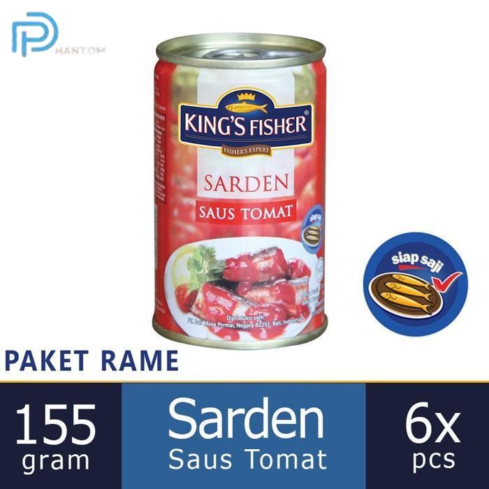 

BARU KTMSTORE PAKET 6 PCS KINGS FISHER SARDEN MINI SAUS TOMAT MAKANAN KALENG 155 G KINGS FISHER