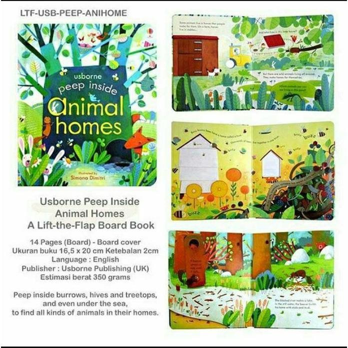 DLC - USBORNE PEEP INSIDE ANIMAL HOMES / BUKU EDUKASI ANAK TENTANG ANIMAL HOMES