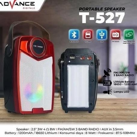 CodAdvance T-527 Speaker Portbale Bluetooth Plus Lampu Emergency New Stok
