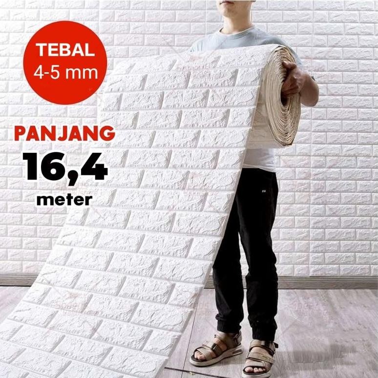 termurah. wallpaper dinding ROLL 3D batu bata putih foam pe high quality