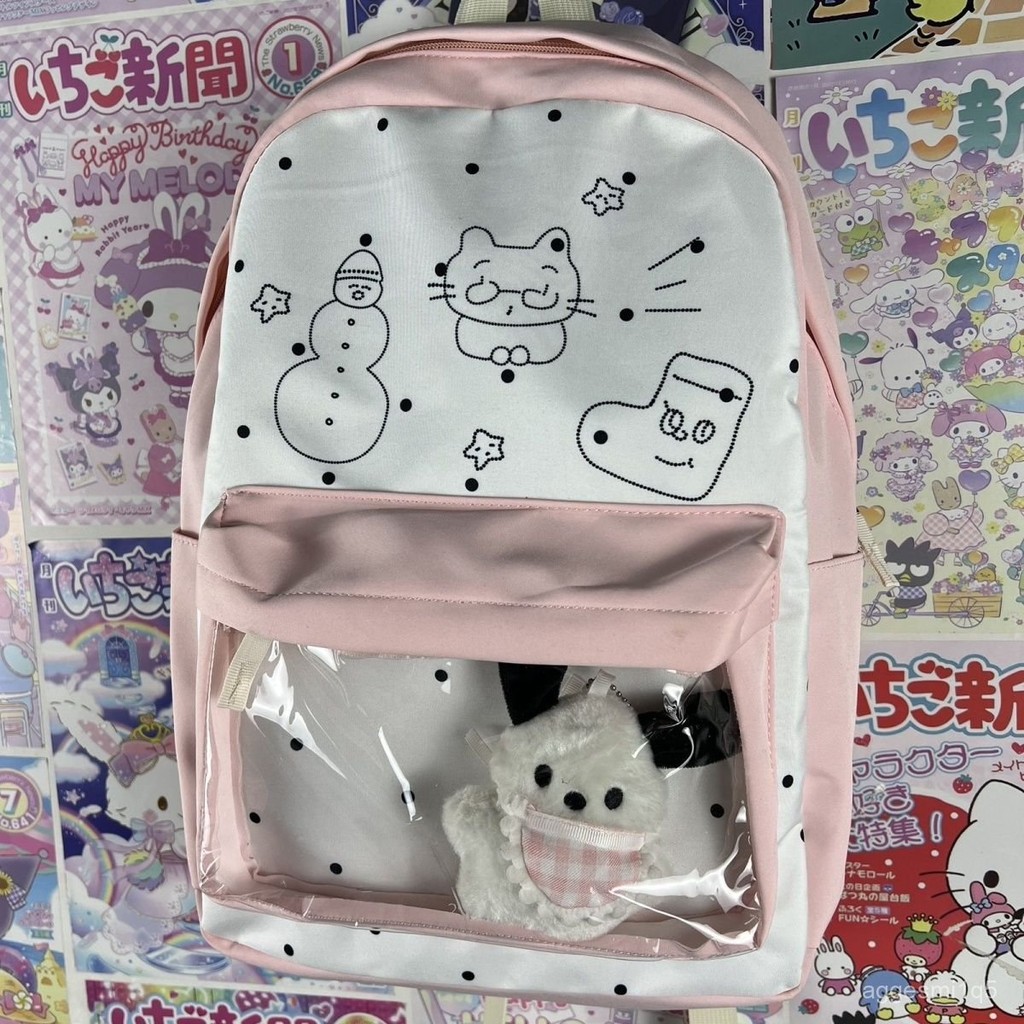 Tas Ransel Transparan Polkadot Aesthetic/Itabag Anime Jepang/Tas Display Koleksi/ Tas Cosplay Besar 