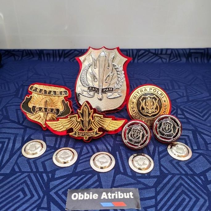Pin Kewenangan satpam / wing satpam / mitra satpam / gada satpam / monogram satpam Emas Gold Jarum B