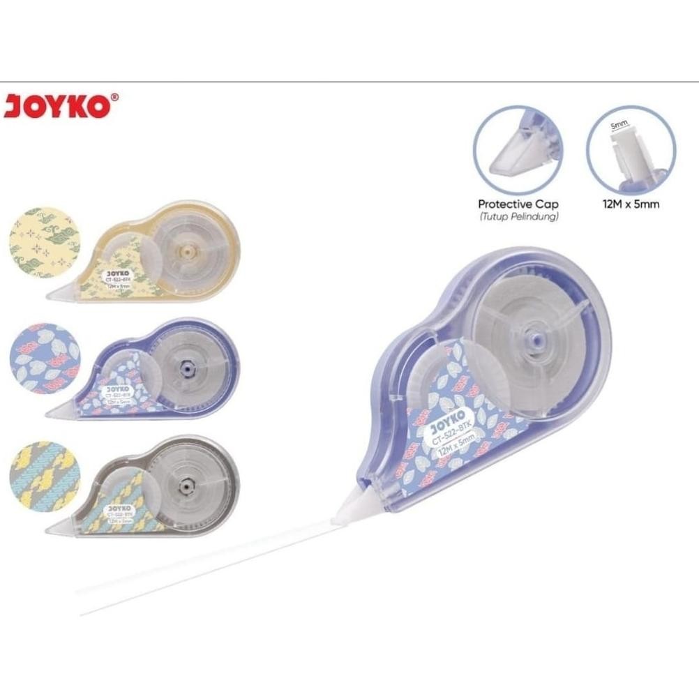 

Best Seller Rt-69 Correction Tape / Penghapus Tipex Roll Joyko Ct-522 Btk Warna Batik Tipe Ex Kertas 12 M Original